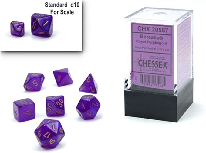 CHX20587 Mini Dice Borealis Royal Purple/Gold | GrognardGamesBatavia