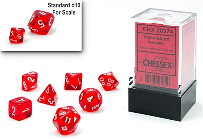 CHX20374 Mini Dice Translucent Red/White | GrognardGamesBatavia