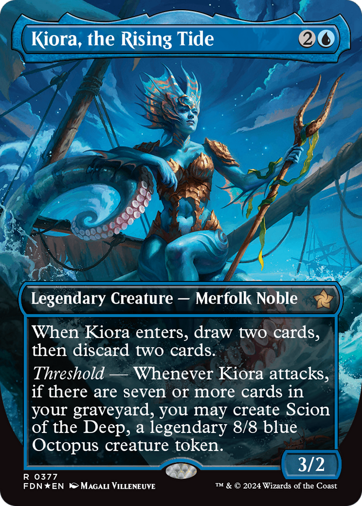 Kiora, the Rising Tide (Borderless) (Mana Foil) [Foundations] | GrognardGamesBatavia