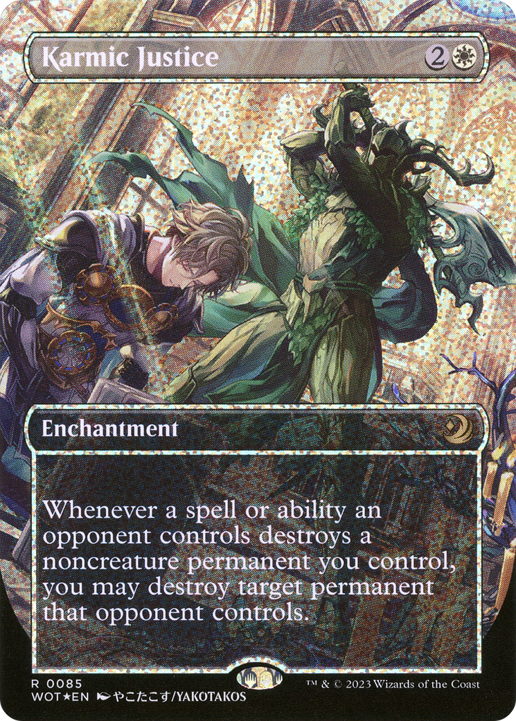 Karmic Justice (Anime Borderless) (Confetti Foil) [Wilds of Eldraine: Enchanting Tales] | GrognardGamesBatavia