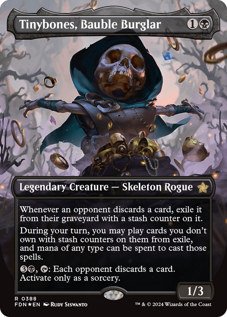 Tinybones, Bauble Burglar (Borderless) (Mana Foil) [Foundations] | GrognardGamesBatavia