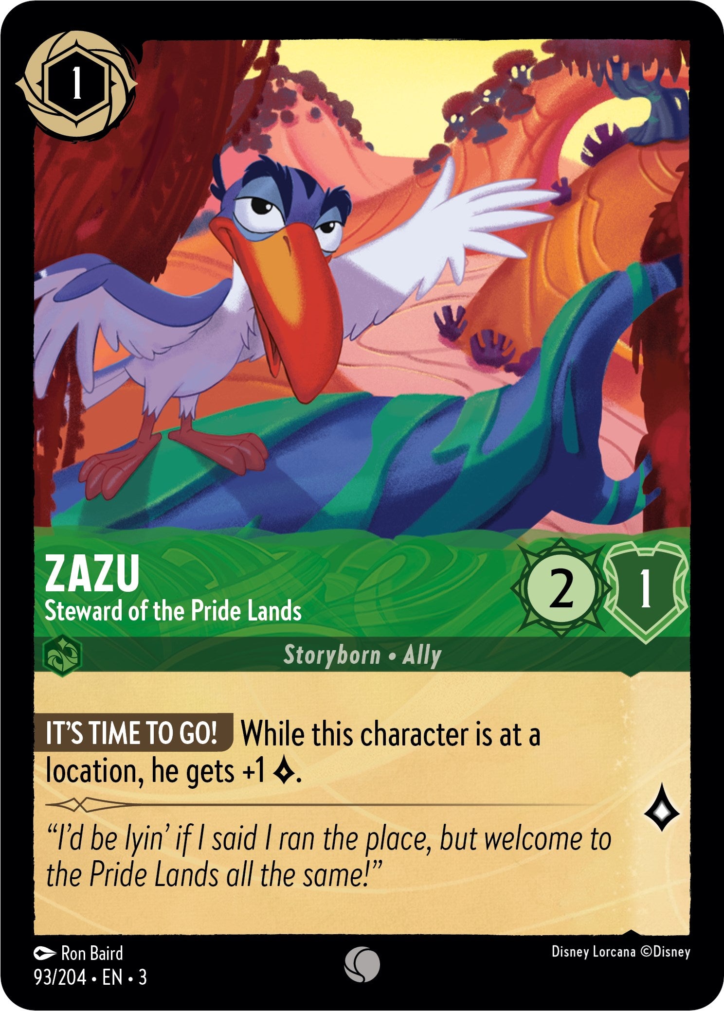 Zazu - Steward of the Pride Lands (93//204) [Into the Inklands] | GrognardGamesBatavia