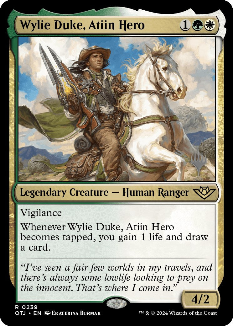 Wylie Duke, Atiin Hero (Promo Pack) [Outlaws of Thunder Junction Promos] | GrognardGamesBatavia