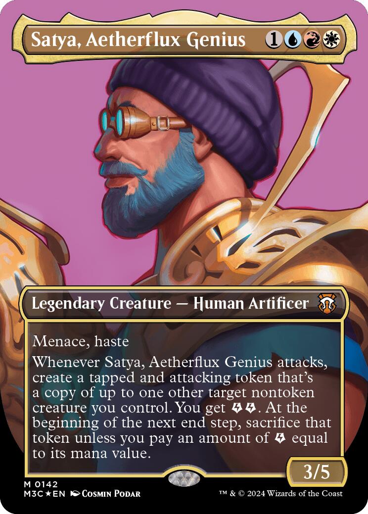 Satya, Aetherflux Genius (Borderless) (Ripple Foil) [Modern Horizons 3 Commander] | GrognardGamesBatavia