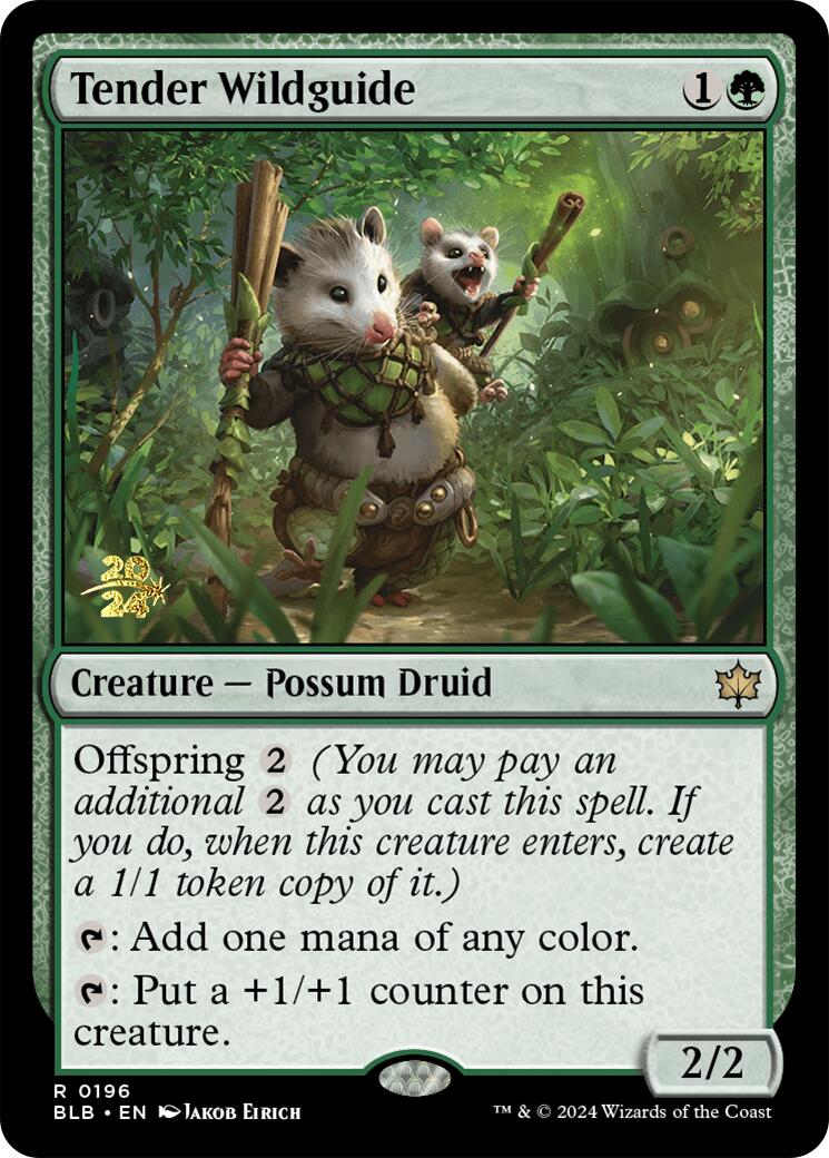 Tender Wildguide [Bloomburrow Prerelease Promos] | GrognardGamesBatavia