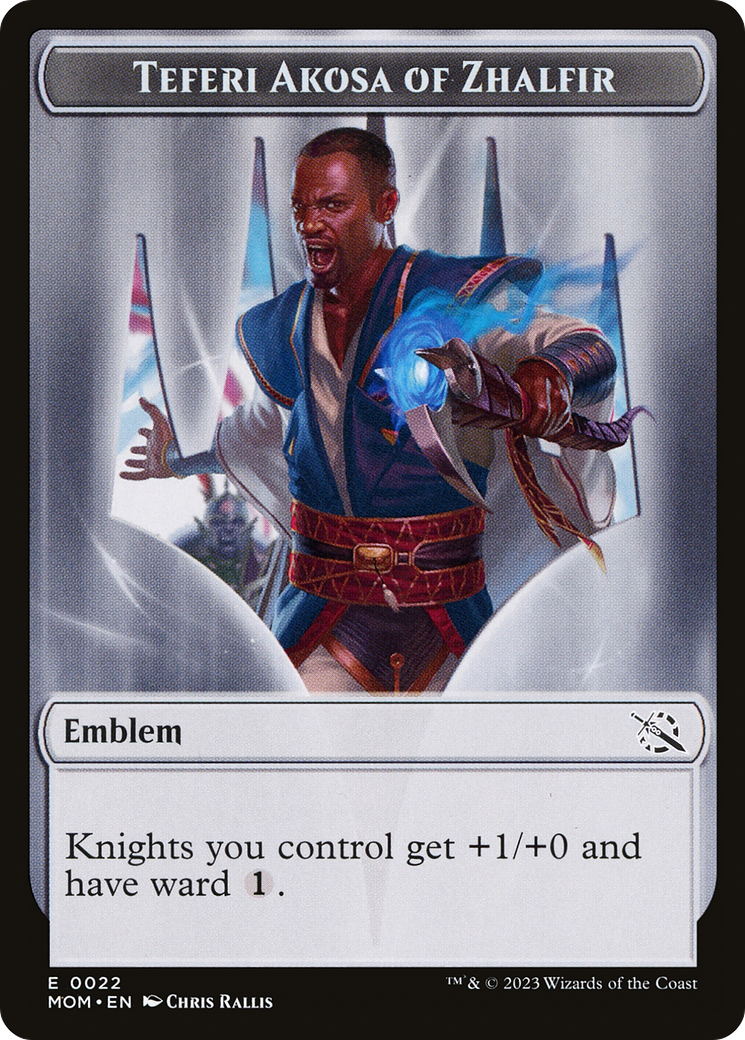 Treasure (20) // Teferi Akosa of Zhalfir Emblem Double-Sided Token [March of the Machine Tokens] | GrognardGamesBatavia