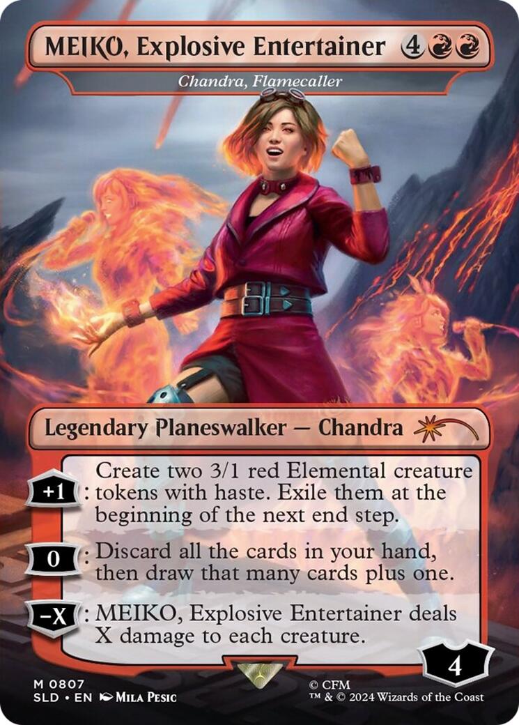 MEIKO, Explosive Entertainer - Chandra, Flamecaller (Rainbow Foil) [Secret Lair Drop Series] | GrognardGamesBatavia