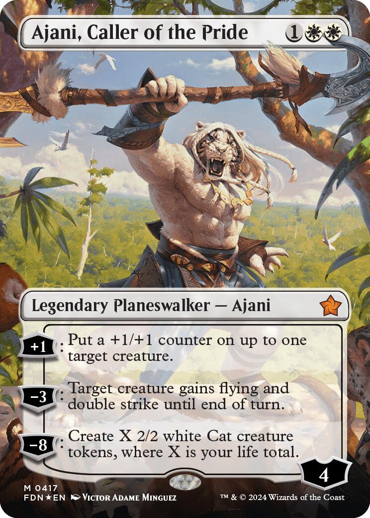 Ajani, Caller of the Pride (Borderless) (Mana Foil) [Foundations] | GrognardGamesBatavia