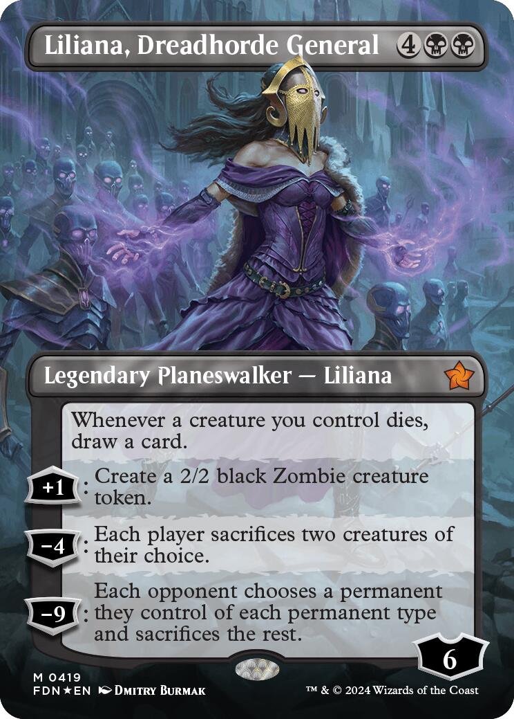 Liliana, Dreadhorde General (Borderless) (Mana Foil) [Foundations] | GrognardGamesBatavia