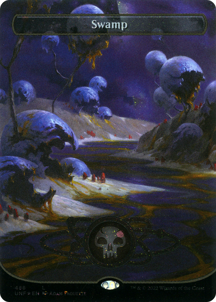 Swamp (488) (Planetary Space-ic Land) (Galaxy Foil) [Unfinity] | GrognardGamesBatavia