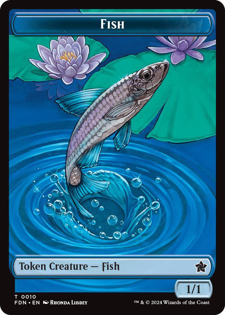 Faerie // Fish Doubled-Sided Token [Foundations Tokens] | GrognardGamesBatavia