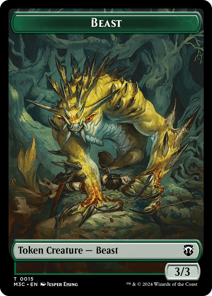 Beast (0015) (Ripple Foil) // Insect (0025) Double-Sided Token [Modern Horizons 3 Commander Tokens] | GrognardGamesBatavia