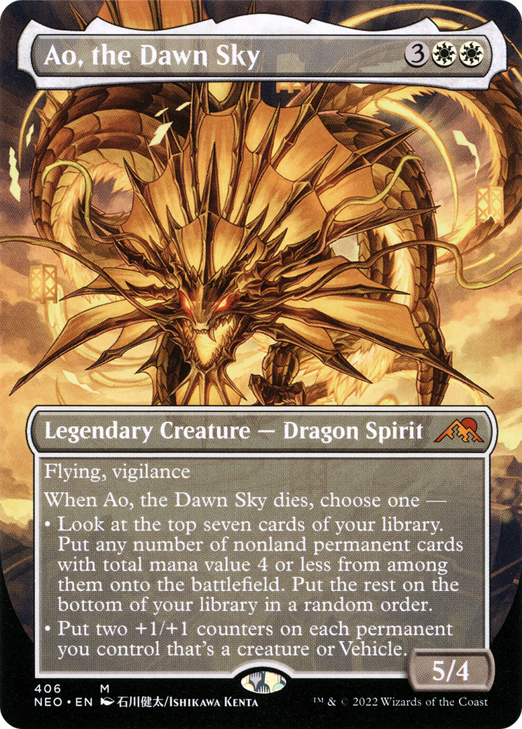 Ao, the Dawn Sky (Borderless Alternate Art) [Kamigawa: Neon Dynasty] | GrognardGamesBatavia