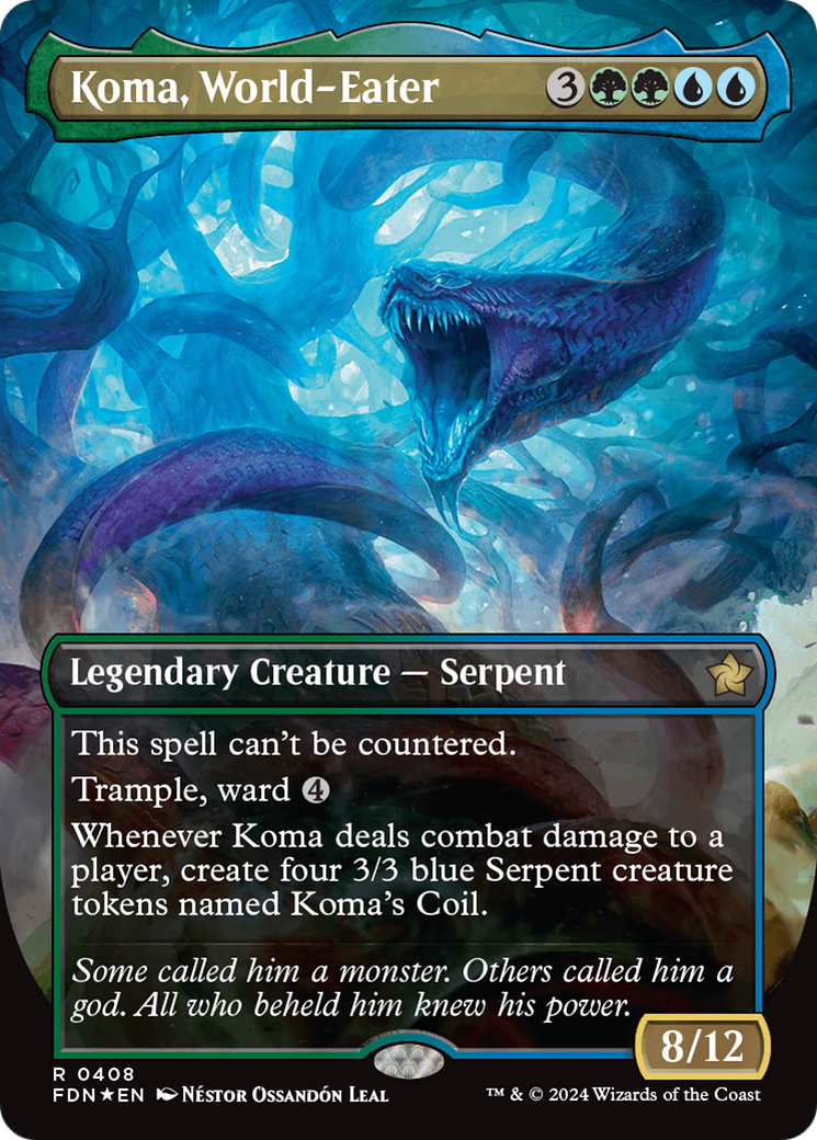 Koma, World-Eater (Borderless) (Mana Foil) [Foundations] | GrognardGamesBatavia