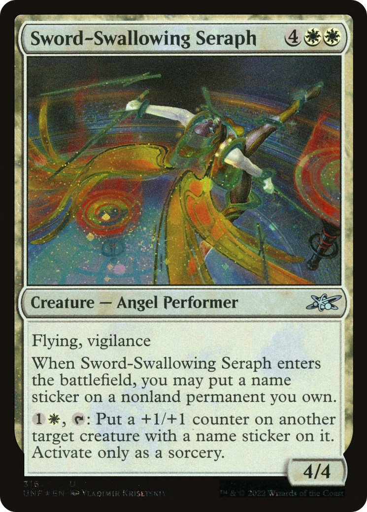 Sword-Swallowing Seraph (Galaxy Foil) [Unfinity] | GrognardGamesBatavia