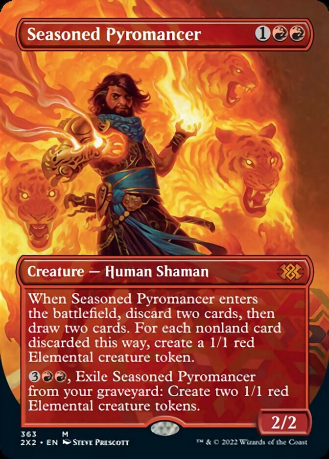 Seasoned Pyromancer (Borderless Alternate Art) [Double Masters 2022] | GrognardGamesBatavia