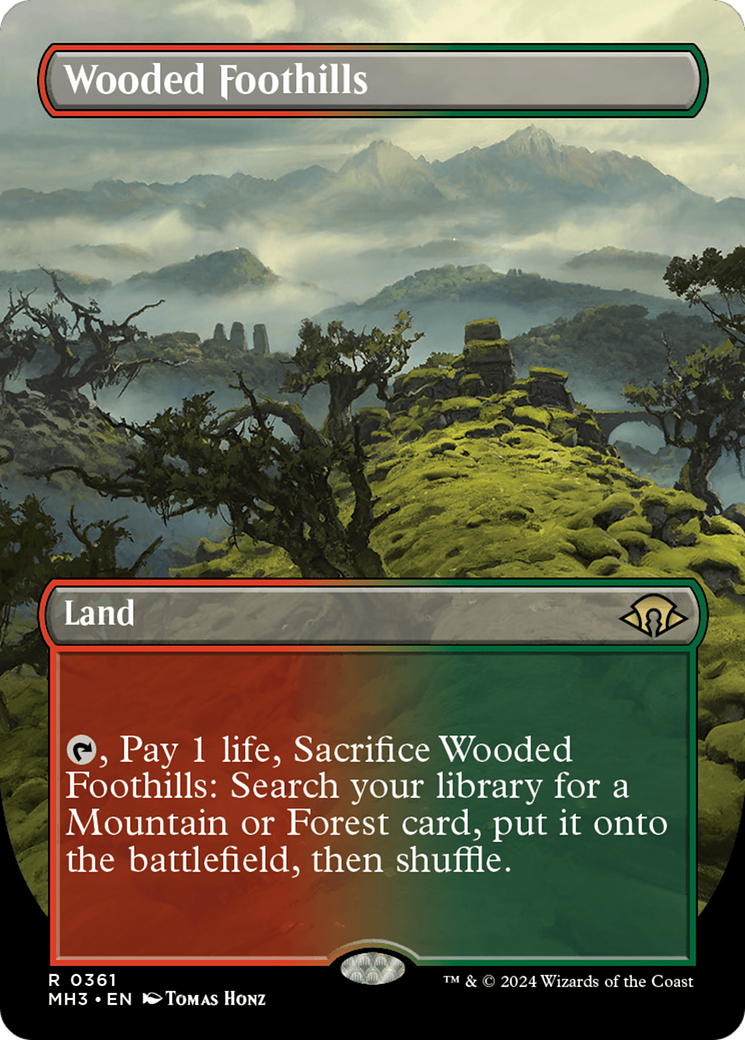 Wooded Foothills (Borderless) [Modern Horizons 3] | GrognardGamesBatavia