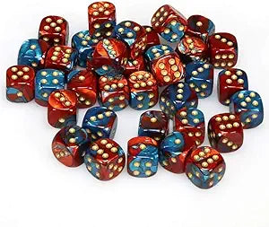 CHX26862 12mm D6 Dice Block: Gemini Red-Teal with Gold | GrognardGamesBatavia