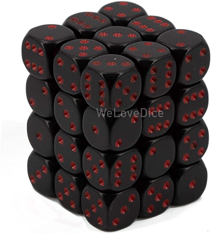 CHX25818 Opaque Black/Red 36 D6 set | GrognardGamesBatavia