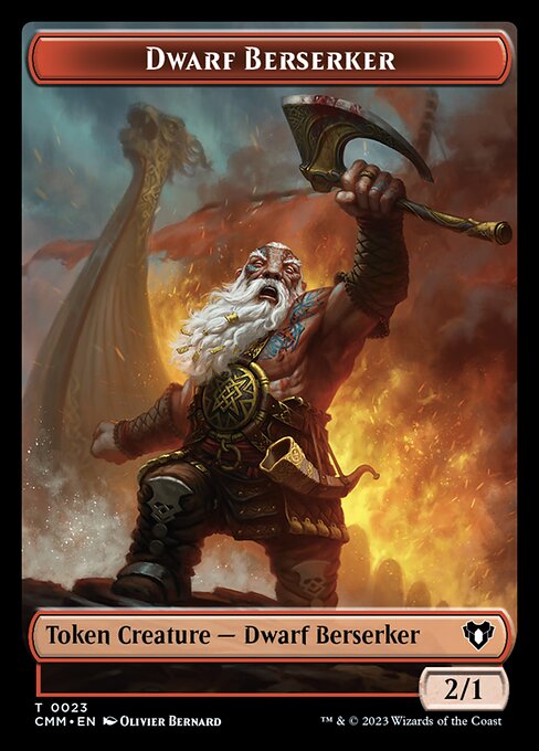 Human Soldier // Dwarf Berserker Double-Sided Token [Commander Masters Tokens] | GrognardGamesBatavia