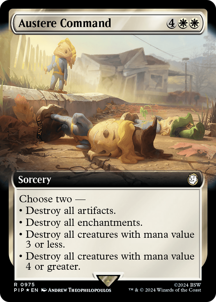 Austere Command (Extended Art) (Surge Foil) [Fallout] | GrognardGamesBatavia