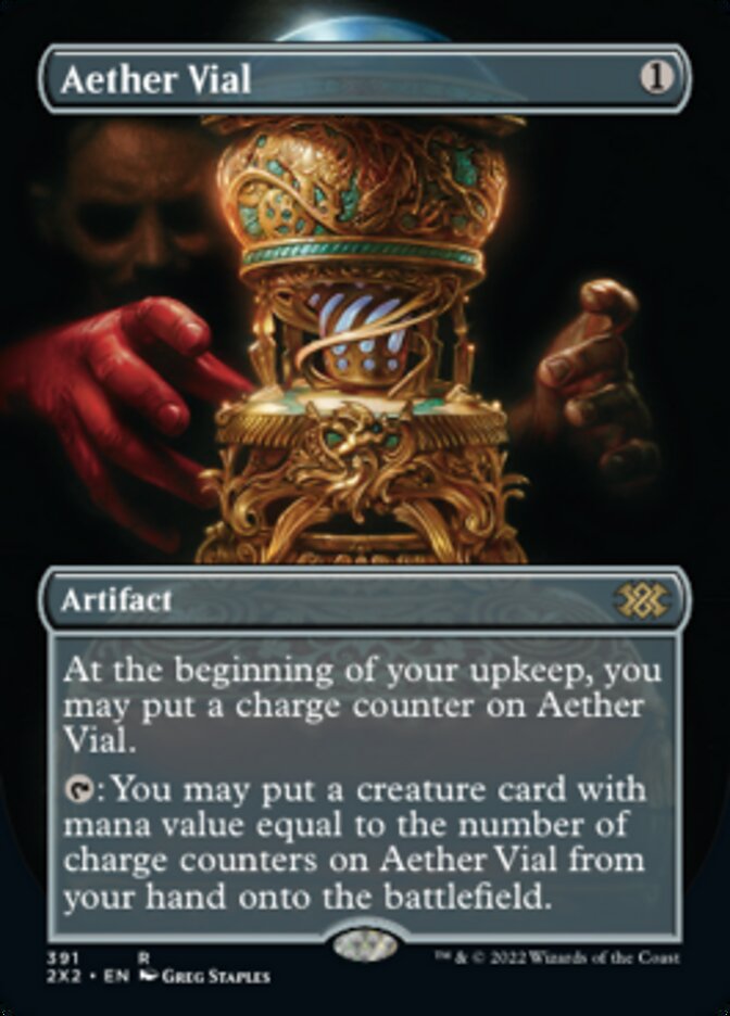 Aether Vial (Borderless Alternate Art) [Double Masters 2022] | GrognardGamesBatavia