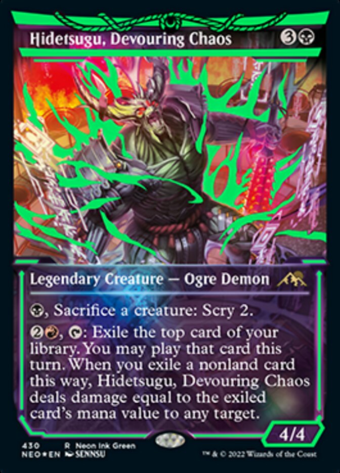 Hidetsugu, Devouring Chaos (Neon Ink Green) [Kamigawa: Neon Dynasty] | GrognardGamesBatavia