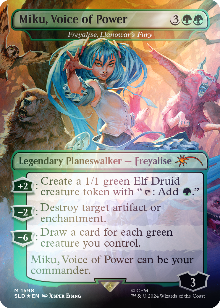 Miku, Voice of Power - Freyalise, Llanowar's Fury (Rainbow Foil) [Secret Lair Drop Series] | GrognardGamesBatavia