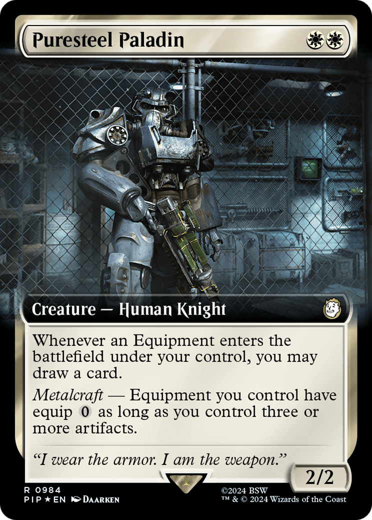 Puresteel Paladin (Extended Art) (Surge Foil) [Fallout] | GrognardGamesBatavia