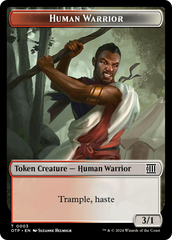 Treasure // Human Warrior Double-Sided Token [Outlaws of Thunder Junction Tokens] | GrognardGamesBatavia