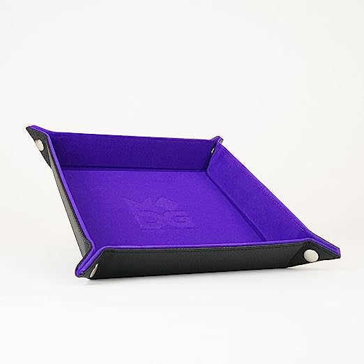 Fanroll Velvet Folding Dice Tray with Leather Back 10x10 Purple | GrognardGamesBatavia