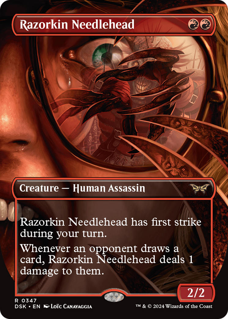 Razorkin Needlehead (Borderless) [Duskmourn: House of Horror] | GrognardGamesBatavia