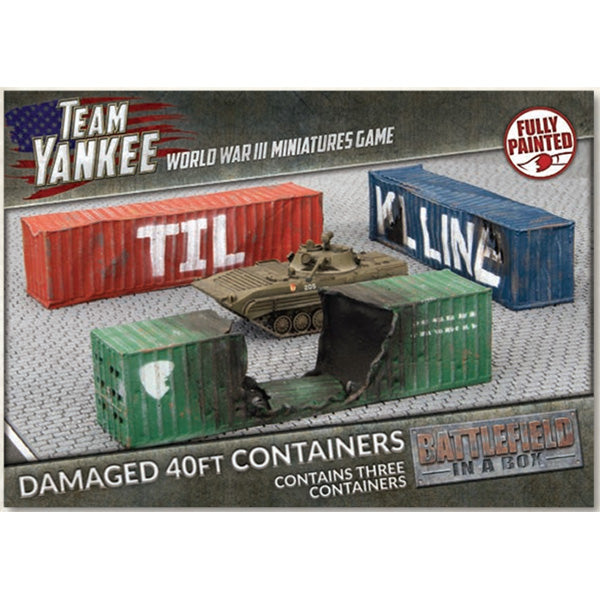 Battlefield in a Box: 40ft Storage Containers- Damaged (15mm scale) | GrognardGamesBatavia