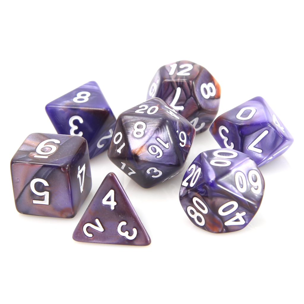 7pc RPG Set - Copper and Purple Alloy | GrognardGamesBatavia