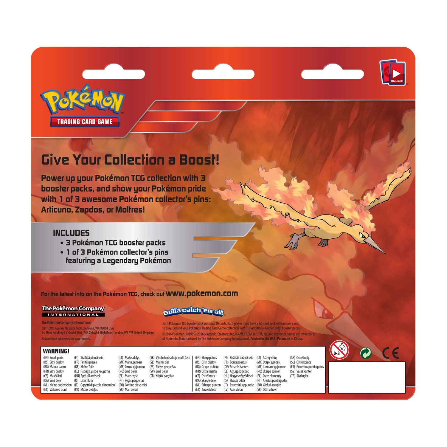 Collector's Pin 3-Pack Blister (Moltres) | GrognardGamesBatavia