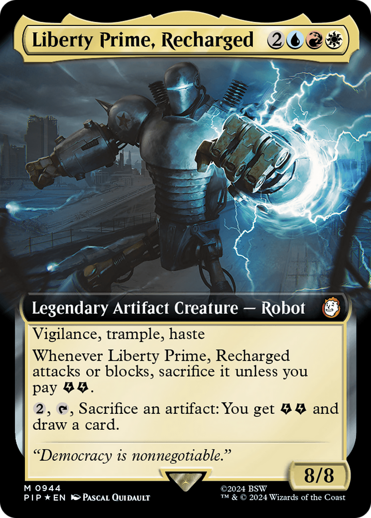 Liberty Prime, Recharged (Extended Art) (Surge Foil) [Fallout] | GrognardGamesBatavia