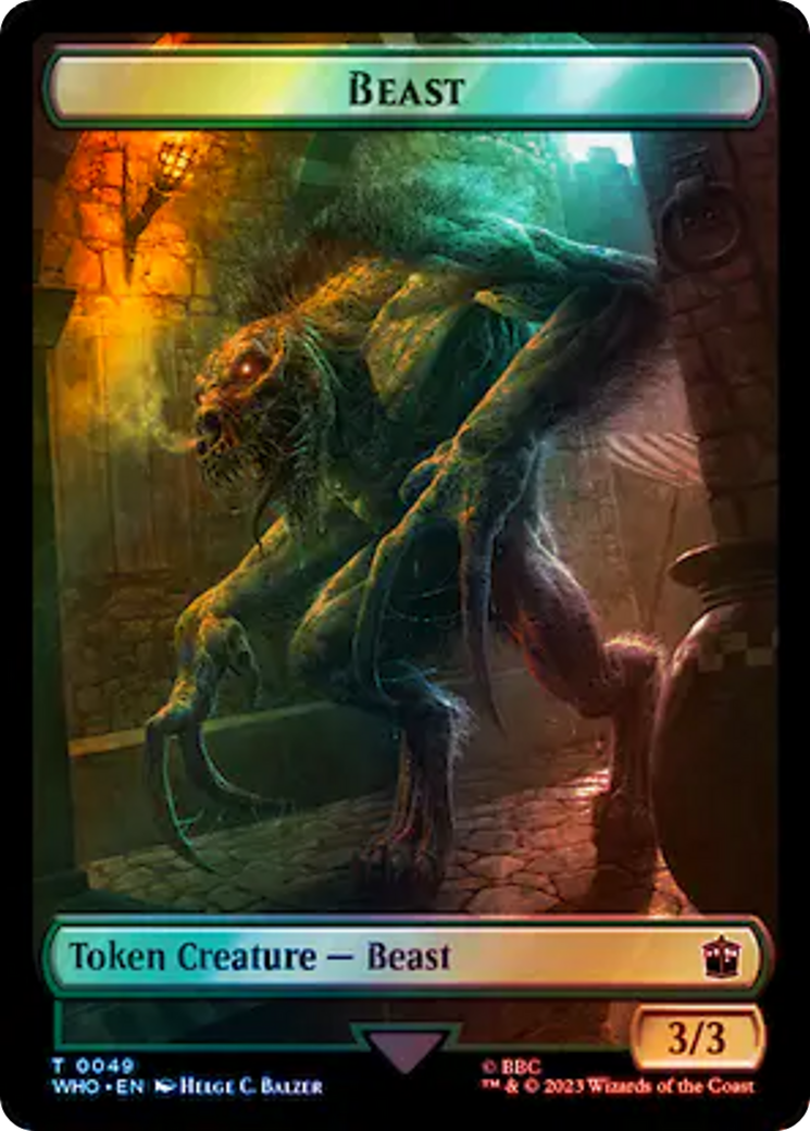 Alien Rhino // Beast Double-Sided Token (Surge Foil) [Doctor Who Tokens] | GrognardGamesBatavia