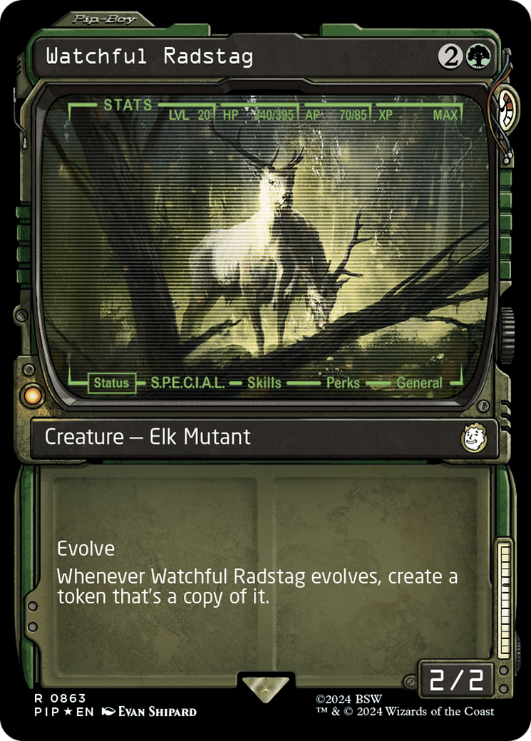 Watchful Radstag (Showcase) (Surge Foil) [Fallout] | GrognardGamesBatavia