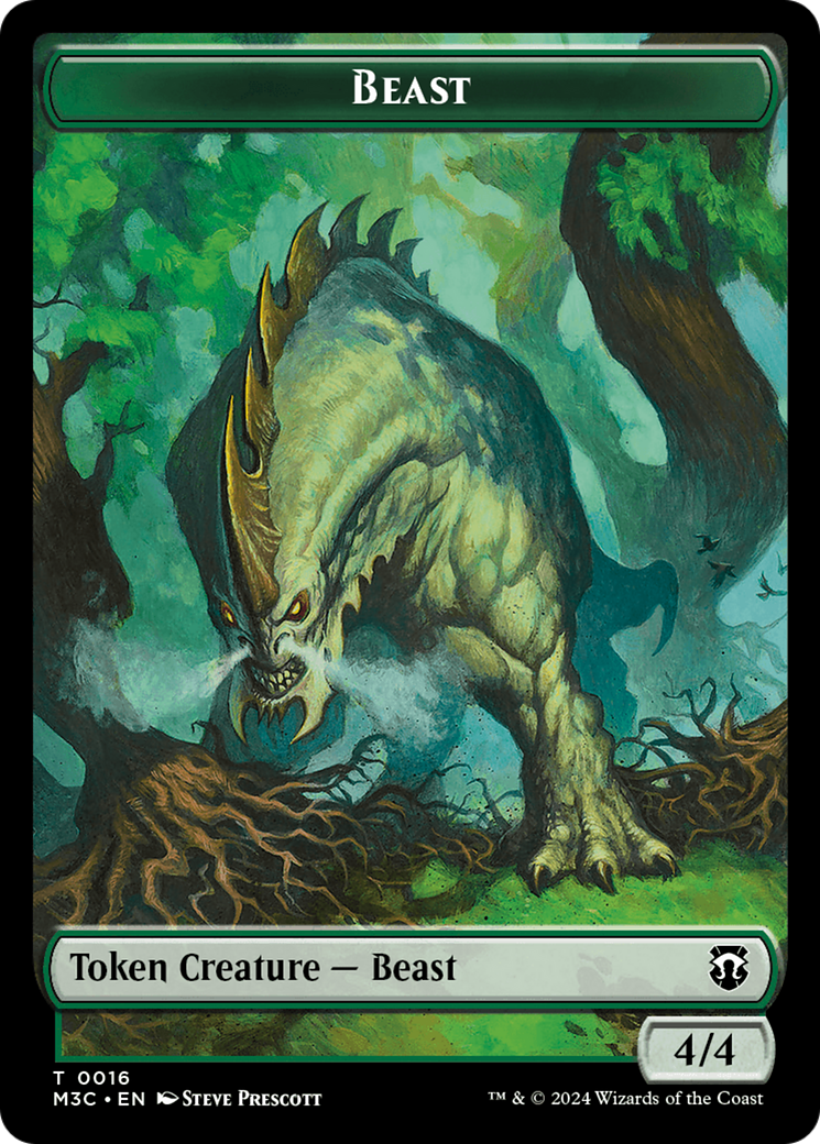 Elephant (Ripple Foil) // Beast (0016) Double-Sided Token [Modern Horizons 3 Commander Tokens] | GrognardGamesBatavia