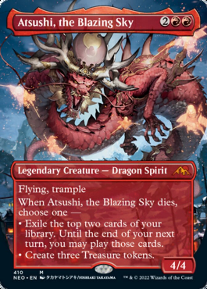 Atsushi, the Blazing Sky (Borderless Alternate Art) [Kamigawa: Neon Dynasty] | GrognardGamesBatavia