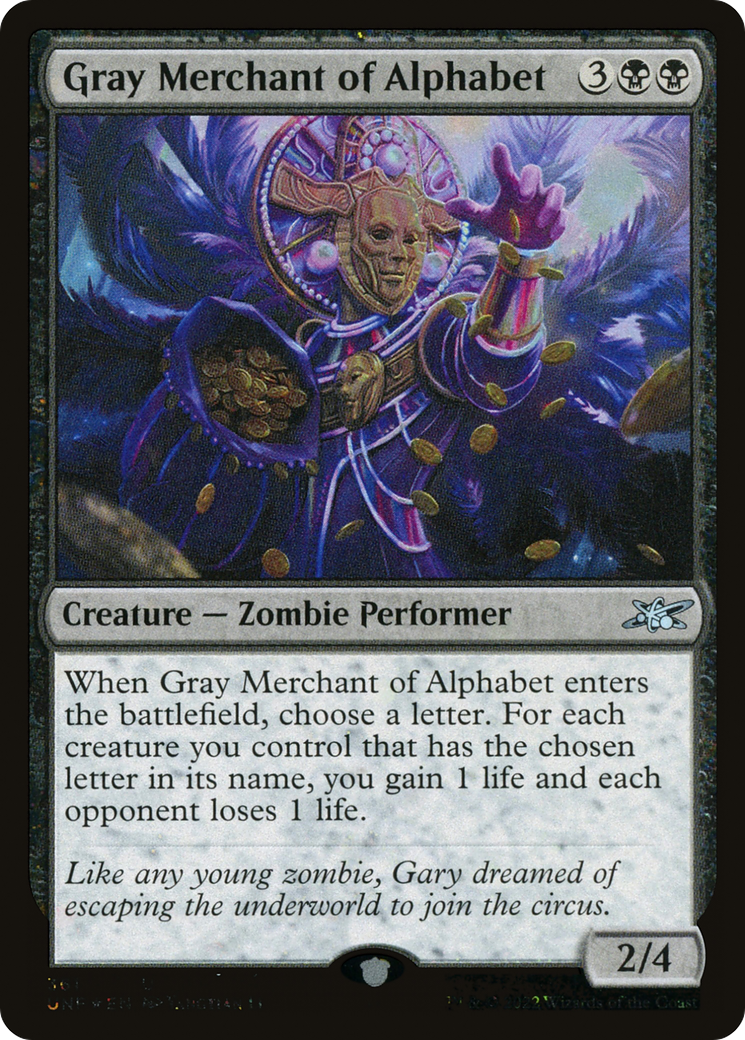Gray Merchant of Alphabet (Galaxy Foil) [Unfinity] | GrognardGamesBatavia