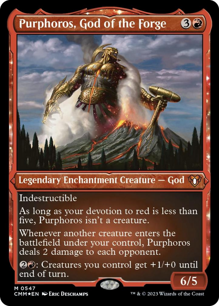 Purphoros, God of the Forge (Foil Etched) [Commander Masters] | GrognardGamesBatavia