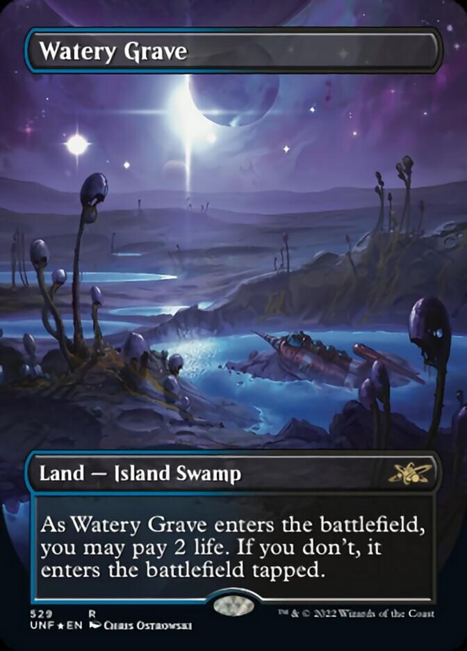 Watery Grave (Borderless) (Galaxy Foil) [Unfinity] | GrognardGamesBatavia