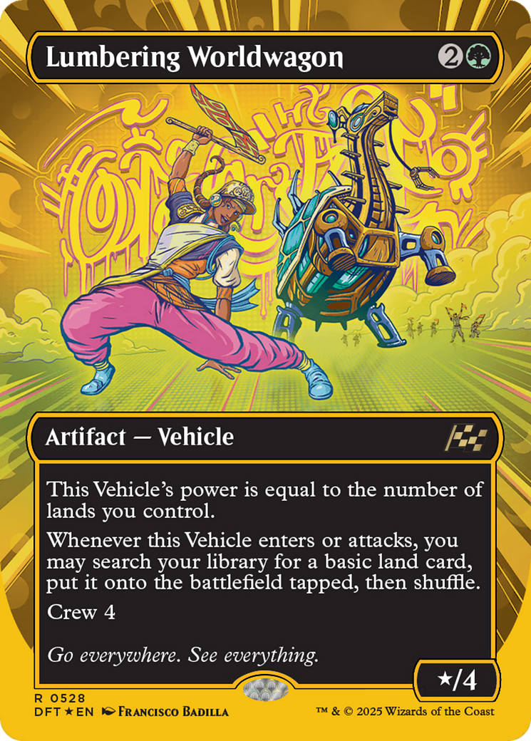 Lumbering Worldwagon (Borderless) (First-Place Foil) [Aetherdrift] | GrognardGamesBatavia