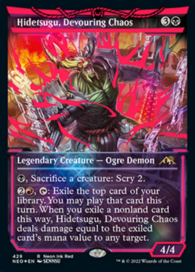 Hidetsugu, Devouring Chaos (Neon Ink Red) [Kamigawa: Neon Dynasty] | GrognardGamesBatavia