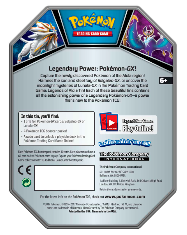 Legends of Alola Tin (Lunala GX) | GrognardGamesBatavia