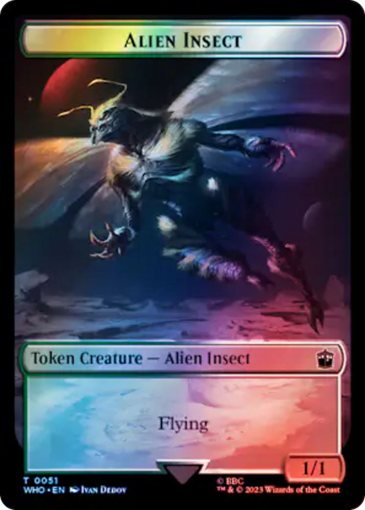 Alien // Alien Insect Double-Sided Token (Surge Foil) [Doctor Who Tokens] | GrognardGamesBatavia