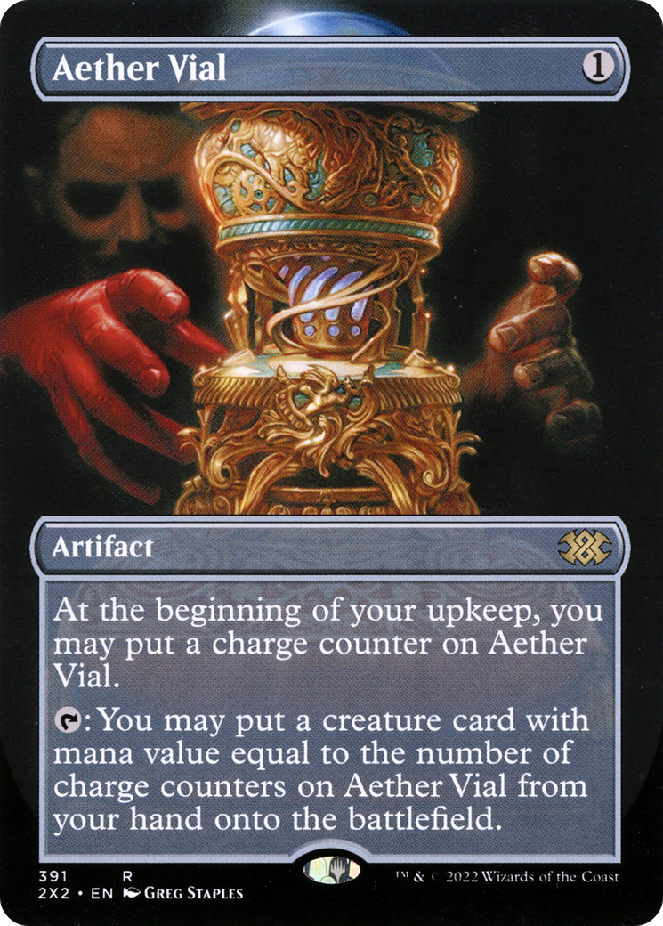 Aether Vial (Borderless Alternate Art) [Double Masters 2022] | GrognardGamesBatavia