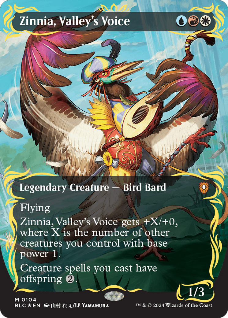 Zinnia, Valley's Voice (Borderless) (Raised Foil) [Bloomburrow Commander] | GrognardGamesBatavia