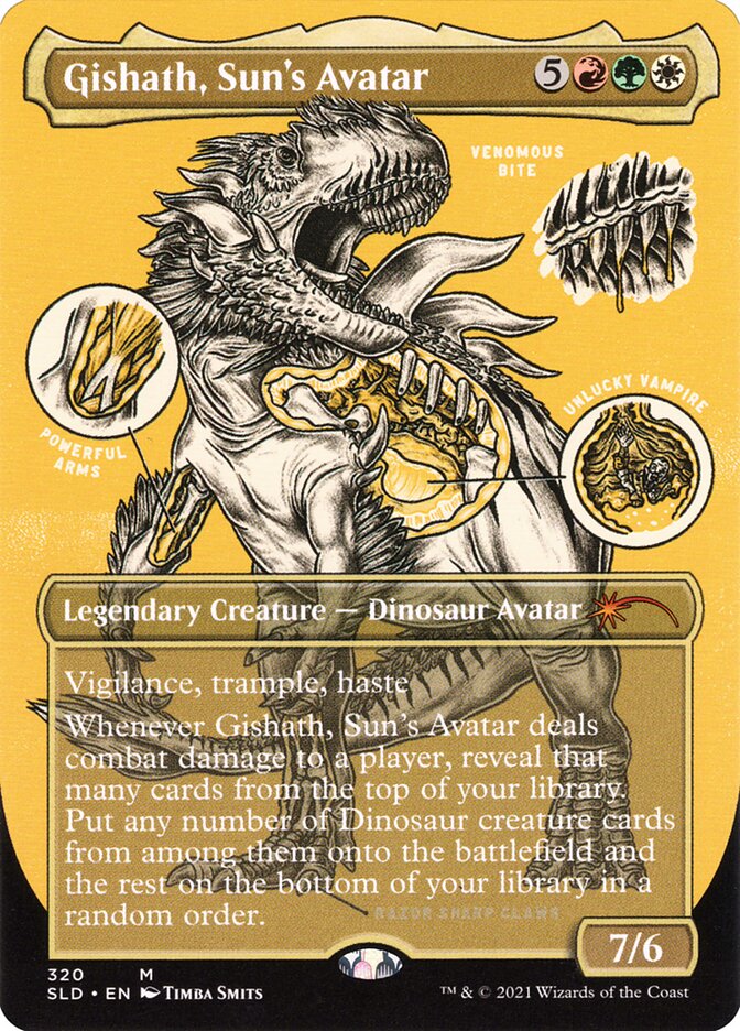 Gishath, Sun's Avatar (Borderless Foil Etched) [Secret Lair Drop Series] | GrognardGamesBatavia